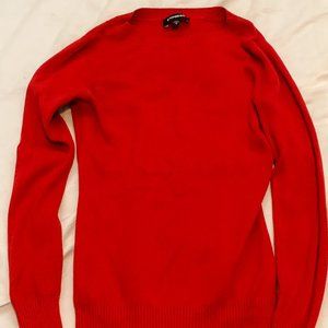 Express, RED FITTED CREW NECK SWEATER, Size Medium